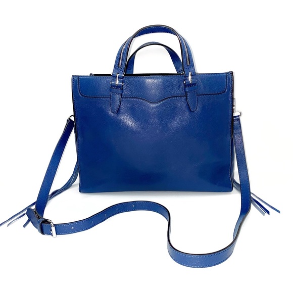 Rebecca Minkoff Handbags - Rebecca Minkoff blue leather silver zipper top handle zip up sides purse bag